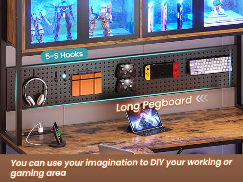 L Shaped Gaming Corner Desk with Drawers, Hutch and Storage Shelves