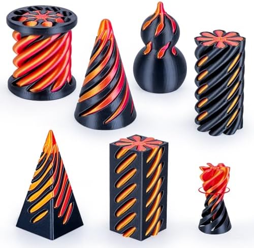 3D Printed Fidget Toys (6 Pack), Impossible Cone & Pyramid Spiral Toy, Optical Illusion Passthrough Desk Toys for Adults & Kids, Stress Relief Sensory Fidgets for Anxiety, Cool Office Gifts, Pack5