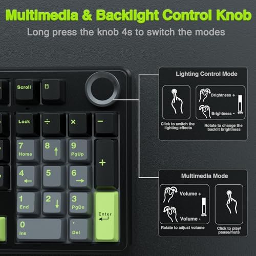 AULA F99 Pro Wireless Mechanical Keyboard with Number Pad, Knob, 99 Keys