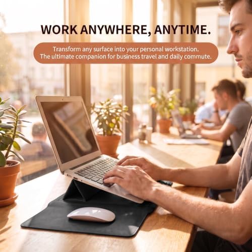 14 Inch Laptop Sleeve Case Leather Bag with Stand for Mac Book Pro