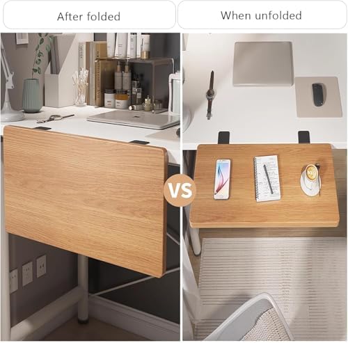 Large Foldable Wood Desk Extender Tray, Clamp-On Keyboard Shelf for Home Office & Dorm, Space-Saving Armrest Support, Adjustable Height, Easy Installation