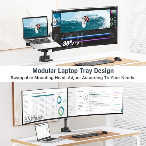 AVLT Laptop & Monitor Arm Pole Top Mount for 17-38" Screens - Black