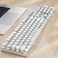 Wireless Typewriter Style Mechanical Keyboard with White Backlit, White
