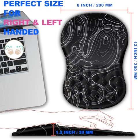 Ergonomic Mouse Pad with Massage Dot, Comfortable Computer Mouse Pad for Laptop, Wrist Rest Pain Relief, Non-Slip PU Base, Black, 12 x 8 in