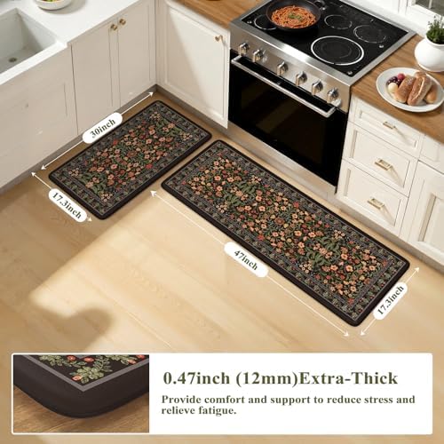 Collive Kitchen Anti Fatigue Mats, Waterproof Kitchen Rugs Sets of 2