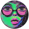 Machine Washable Modern Round Area Rug, Room Sofa Yoga Soft Round Carpet, Home Decor Non Slip Kitchen Office Circle Rug Trippy Goth Girl Art, 24inch