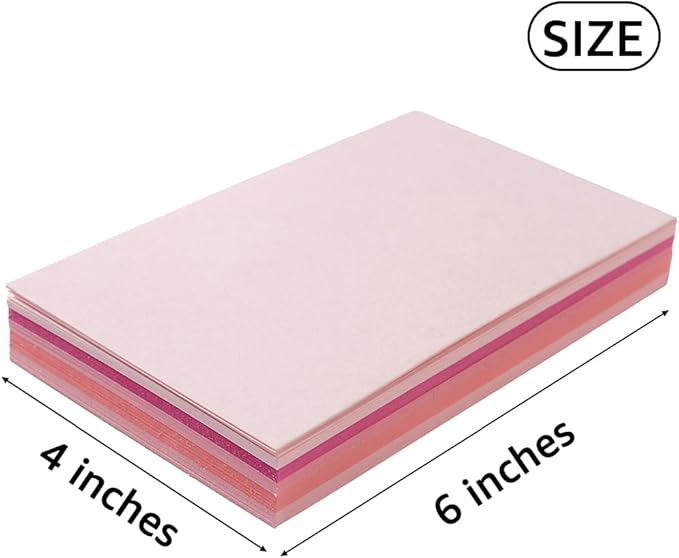 50 Sheets 4x6 Colored Cardstock Paper 5 Colors Blank Flash Cards, 250 GSM Heavy Card Stock for DIY Art Projects, Cards (Pink)