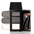 FeiCuiYun 3 Colors Eyebrow Powder Kit for Women, Long-Lasting Waterproof Matte Brow Powder, Eye Brow Powder with 2 Double-ended Eyebrow Brush, Purse-Friendly Compact (A03#Black Tea, 1Pcs)