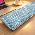 Wireless Typewriter Style Mechanical Keyboard with White Backlit, Blue