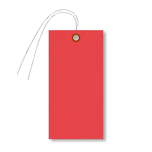 SmartSign Red Tyvek Shipping Tags with Wire, Size #8 | 6 1/4" x 3 1/8", Pack of 1000