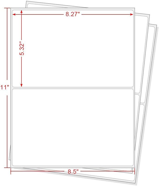 Round Cornner 8.5" x 5.5" Address Labels, Half Sheet Shipping Labels, 2000 Sheets Self Adhesive Mailing Labels for Laser & Inkjet Printers