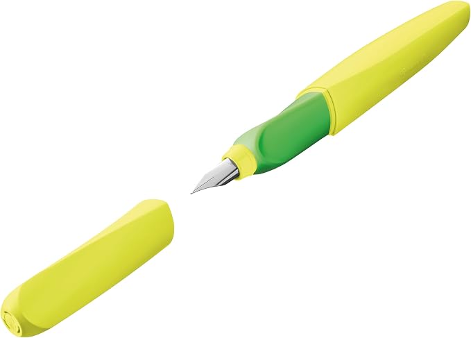 Pelikan Twist Fountain Pen with 1 Ink Cartridge, Medium Nib, Neon Yellow, Boxed (807272)