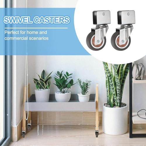 PATIKIL 2 Inch Caster Wheels, 4 Pcs Swivel Casters with 0.8" U Bracket Opening 55 Lb Capacity Per Caster for Furniture Office Chairs Carts and Cabinets, Brown