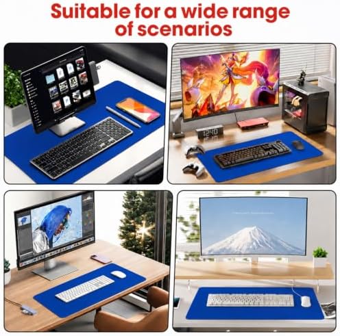 31.5" x 15.7" Waterproof Fabric Office Desk Pad, Rubber Anti-Slip Base,Blue