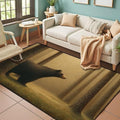 Tranquil Scene Bear Pine Trees Soft Gradient Area Rug Outdoor Patio Rug Play Mat Modern Floor Carpet Non-Slip Home Decor Living Room Kids Bedroom Nursery, 3x5 ft
