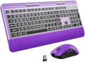 KOPJIPPOM Silent Wireless Keyboard and Mouse Combo - Keyboard with Large Print Cover, 2.4GHz Full-Sized Ergonomic Keyboard with Wrist Rest and Mouse for Laptop, PC, Notebook, Desktop