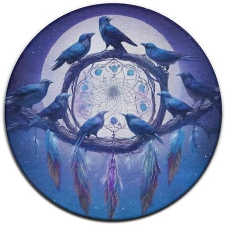 Large Round Area Rug Home Decor Modern Bathroom Rug Kitchen Office Circle Rug for Living Room Sofa Circle Cute Mat Dream Catchers and Raven, 60inch