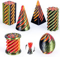 6 Packs Spiral Cone 3D Printed Fidget Toy Set, Flexible Impossible Cone Pyramid Passthrough Toys for Stress Relief, Desk Deco Relaxing for Kids Adults, Black&Cyan Gold + Gold&Red