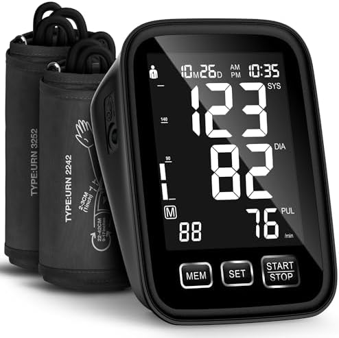 Blood Pressure Machine for Home Use - 9"-17" M/L & 13"-21" XL Cuffs, 2 Size Cuffs Medium/Large and Extra Large, Accurate Digital Automatic Upper Arm BP Monitor, Large Backlit Display, 2-User Mode