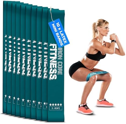 Latex Mini Resistance Bands Sets for Trainers, Bootcamp, Gym for Men and Women in Fun Colors - Ebook, Videos and Workout Chart Included by Iron Core Fitness