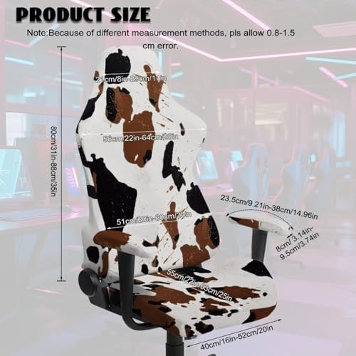 Animal Print Gaming Chair Cover Stretchable Game Chair Slipcovers with 2 Armrest Covers, Scratch-Proof Gamer Desk Chair Covers for Computer Office Seat