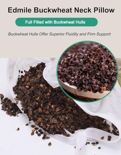 Buckwheat Neck Roll Pillow for Sleeping, Adjustable Buckwheat Hulls PIllow