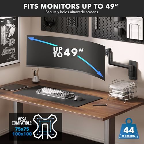 Mount-It! Heavy-Duty Wall Mount Arm for 49" Curved Monitors