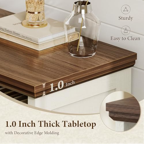 8 Cube Organizer Bookcase, Cube Shelf with Storage, Walnut + White