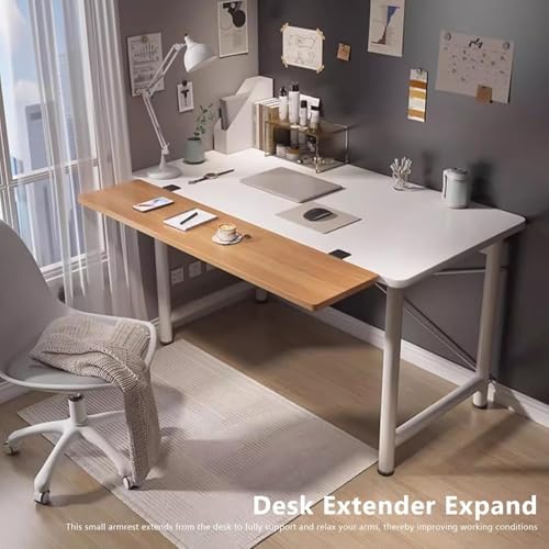Foldable Wood Desk Extender Tray - Clamp-On Keyboard Shelf for Home Office & Dorm, Space-Saving Armrest Support, Adjustable Height for Enhanced Comfort
