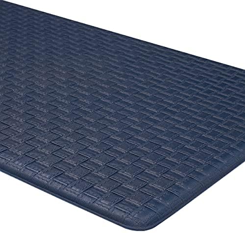 Woven-Embossed Faux-Leather Anti-Fatigue Mat, 18 x 30 in, Navy