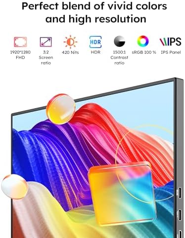 Dopesplay 10.5" Ultra-Thin Travel Portable Monitor with Case, 1280P HDR