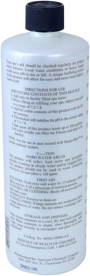 SpaChoice 1-Quart 4-Pack Premium Control The pH, pH Balance for Hot Tub, Made in USA