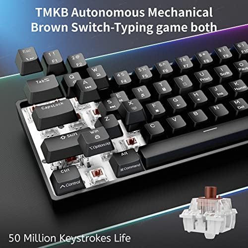 DIERYA 60% Mechanical Keyboard, DK61se Wired Gaming Keyboard with Brown Switches, LED Backlit Ultra-Compact 61 Keys Mini Office Keyboard for Windows Laptop PC Gamer Typist（Black）