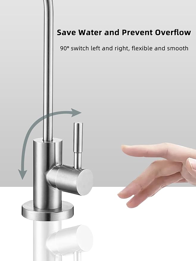 Drinking Water Faucet,Easy to Install Sink Water RO Faucet,Lead-Free Reverse Osmosis Faucets for Kitchen Bar Sink,Brushed Nickel SUS304 Stainless Steel