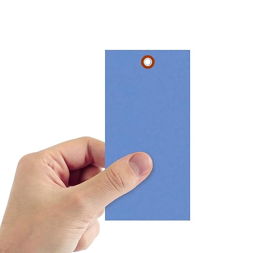 SmartSign (Pack of 1000) 6.25 x 3.125 inch “Blue” Blank Tyvek Shipping Tags with Metal Eyelets, Size #8, 8 mil Thick Tyvek, Made in USA