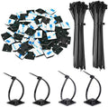 500 Pack 3/4" Zip Tie Adhesive Mounts Self Adhesive Cable Tie Base Holders with Multi-Purpose Tie wire clips with screw hole,Anchor stick on wire holder, Including 100 Pack Clips（Black）