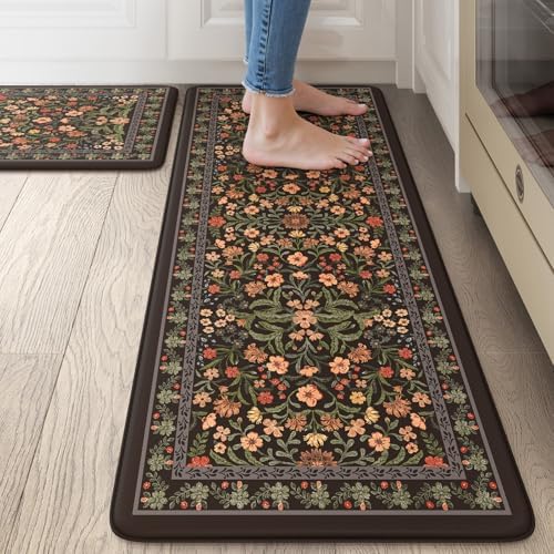 Collive Kitchen Anti Fatigue Mats, Waterproof Kitchen Rugs Sets of 2