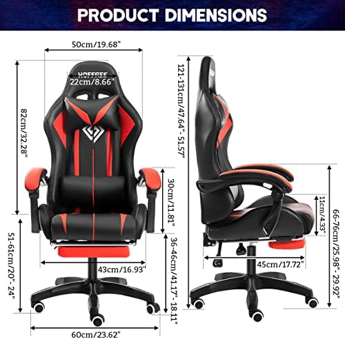 RGB Gaming Chair with LED Lights Massage Ergonomic Computer Chairs-Red