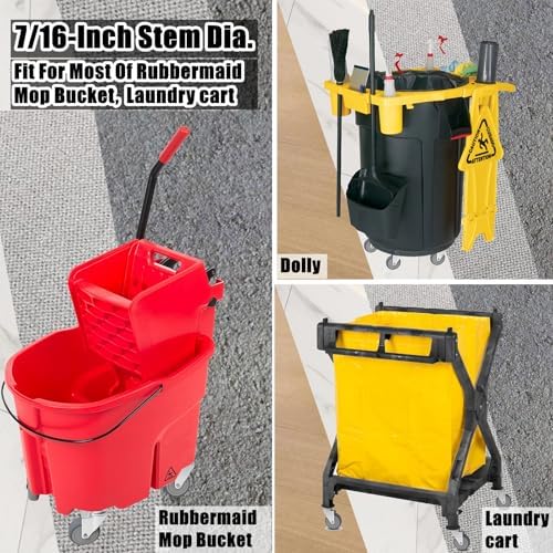 RILIDRI 3-Inch Swivel Stem Caster, 7/16-Inch Stem Diameter Rubber Wheel, Heavy Duty TPR Replacement Wheels for Rubbermaid Mop Bucket Cart Grill Casters - 8 Pack