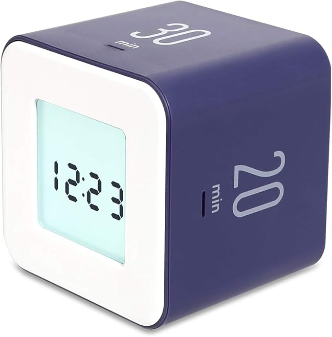 mooas Multi Cube Timer/Rotating Flip Clock Timer (Violet), Simple Operation, Digital Clock & ADHD Block Time Timers Management for Kids Desk Kitchen Study Classroom Cube 5,10,20,30 min Setting