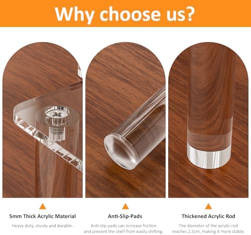 Sezanrpt Clear Countertop Corner Organizer Shelf 16.9x16.9x15.6 inch, 3 Tier Acrylic Organizer Corner Shelf for Bathroom, Kitchen, Study Room, Spice Jars, Coffee Bar, Dresser Table, Books