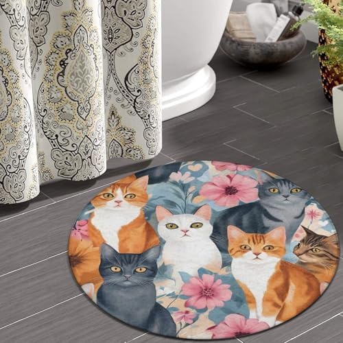 Circular Rugs Large Modern Round Area Rug Fashion Decor Mat for Home Office Cat Lovers Kitten