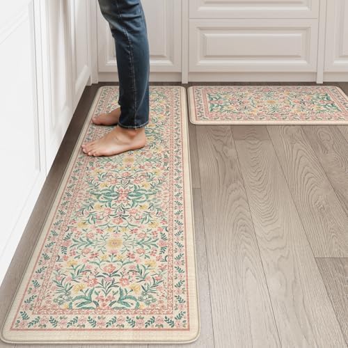 Collive Anti Fatigue Mats for Kitchen Floor, Padded Rugs 17"x59"+17"x29"