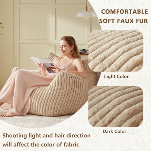 Achicsofar Bean Bag Chair for Adults Teens, Comfy Faux Fur Beanbag Armchair