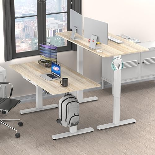 55 x 28 Electric Height Adjustable Standing Desk w/Drawer, Maple