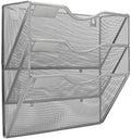 EasyPAG Hanging Wall File Organizer, 3 Pocket Wall Mounted Mail Organizer, Vertical Document Folder Holder with Nametag Label, Space Saving Paper Storage Magazine Rack for Office Home School, Silver