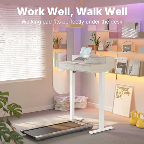 32 x 20 Inch Electric Standing Desk with 4 Drawers, Natural