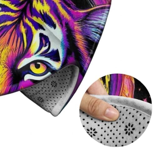 Large Round Area Rug Home Decor Modern Bathroom Rug Kitchen Office Circle Rug for Living Room Sofa Circle Cute Mat Magical Animal King Tiger Art, 60inch