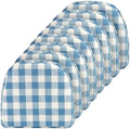 Klear Vu The Gripper Non-Slip Linen Check Dining Kitchen Chair Pads, 15" x 16" x 2", Set of 8, Liza Check Blue