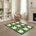 4'x6' Green Cat Forest Faces Interlinked by Ultra-Soft Area Rug